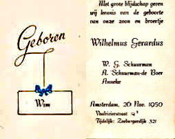 Geboorte kaar Wim
